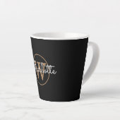 Gold Monogram Elegant Girly Script Zwart Latte Mok (Rechterhoek)