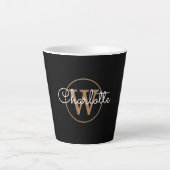 Gold Monogram Elegant Girly Script Zwart Latte Mok (Voorkant)
