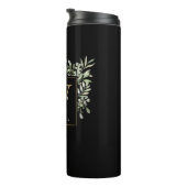 Gold Monogram Elegant Modern Greenery Black Thermosbeker (Geroteerd rechts)