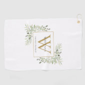 Gold Monogram Elegant Modern Greenery Golfhanddoek (Horizontaal)