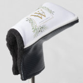 Gold Monogram Elegant Modern Greenery Golfheadcover (3/4 voorkant)