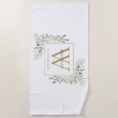 Gold Monogram Elegant Modern Greenery Strandlaken (Voorkant)