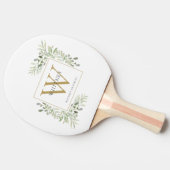 Gold Monogram Elegant Modern Greenery Tafeltennisbatje (Zijkant)