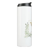 Gold Monogram Elegant Modern Greenery Thermosbeker (Gedraaid links)