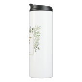 Gold Monogram Elegant Modern Greenery Thermosbeker (Geroteerd rechts)