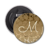 Gold Monogram Elegant Modern Wedding Button Flesopener (Voorkant)