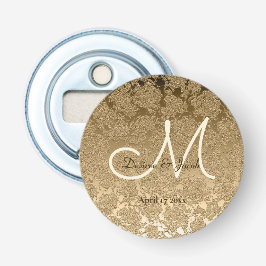 Gold Monogram Elegant Modern Wedding Button Flesopener