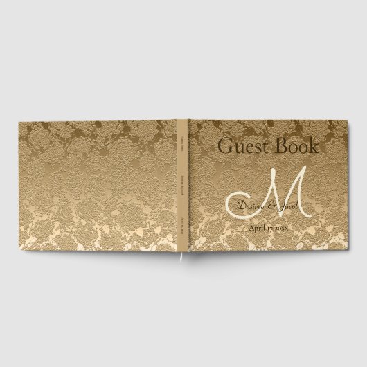 Gold Monogram Elegant Modern Wedding Gastenboek (Volledig)