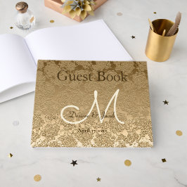 Gold Monogram Elegant Modern Wedding Gastenboek