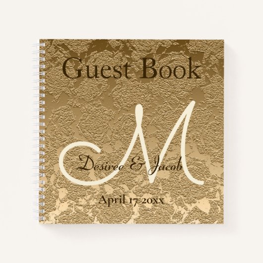 Gold Monogram Elegant Modern Wedding Notitieboek (Voorkant)