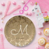 Gold Monogram Elegant Modern Wedding Papieren Bordje (Feest)