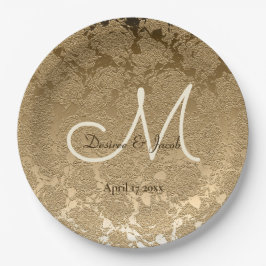 Gold Monogram Elegant Modern Wedding Papieren Bordje