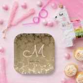 Gold Monogram Elegant Modern Wedding Papieren Bordje (Feest)