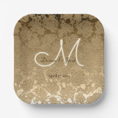 Gold Monogram Elegant Modern Wedding Papieren Bordje (Voorkant)