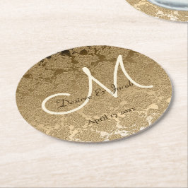 Gold Monogram Elegant Modern Wedding Ronde Kartonnen Onderzetter