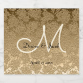 Gold Monogram Elegant Modern Wedding Sparkling Wijnetiket (Enkel label)
