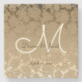 Gold Monogram Elegant Modern Wedding Stenen Onderzetter (Voorkant)