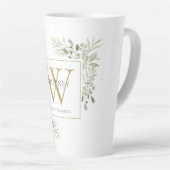 Gold Monogram Elegant Moderne Greenery Latte Mok (Rechterhoek)