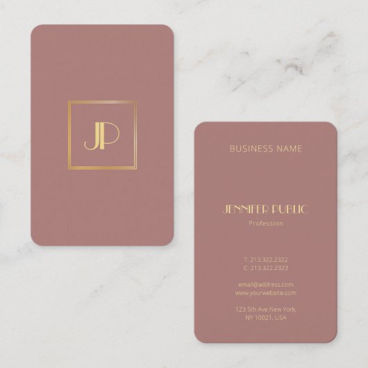 Gold Monogram Elegant Professional Moderne Sjabloo Visitekaartje (Voorkant / Achterkant)
