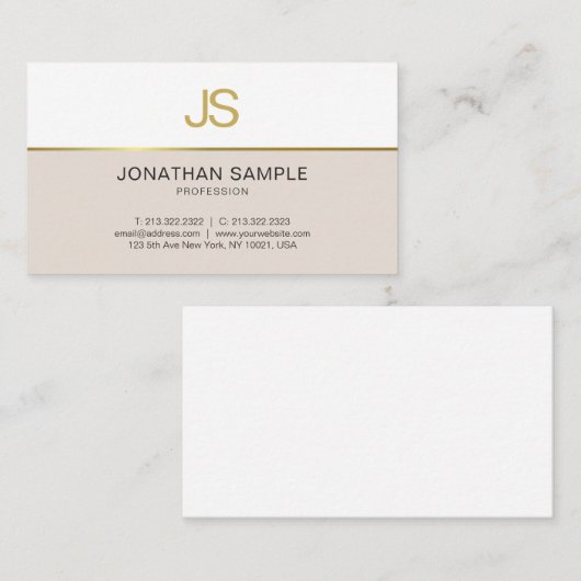 Gold Monogram elegant stijlvol, stijlvol design Visitekaartje (Voorkant / Achterkant)