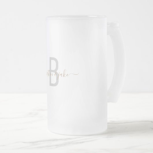 Gold Monogram Elegant Wedding Matglas Bierpul (Voorkant rechts)