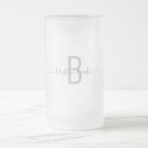 Gold Monogram Elegant Wedding Matglas Bierpul