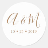 Gold Monogram Elegant Wedding Ronde Sticker (Voorkant)