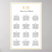 Gold Monogram Elegant Wedding Seating Chart Poster (Voorkant)
