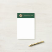 Gold Monogram Emerald Green Leather Look Elegant Post-it® Notes (Op bureau)