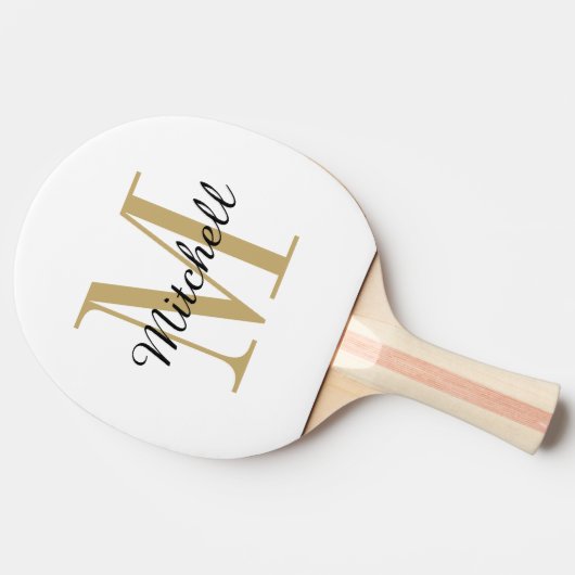 Gold Monogram en naam op maat Tafeltennisbatje (Zijkant)