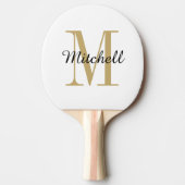 Gold Monogram en naam op maat Tafeltennisbatje (Voorkant)