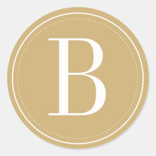 Gold Monogram Envelope Seal Ronde Sticker