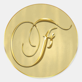 Gold Monogram F Sally Wedding Invitation Holiday Ronde Sticker