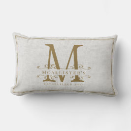 Gold Monogram Family Pas getrouwd Elegant Linen Kussen