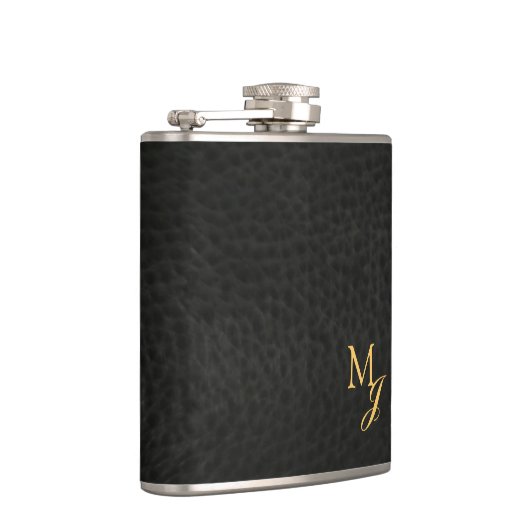 Gold Monogram Faux Leather Heupfles (Rechts)