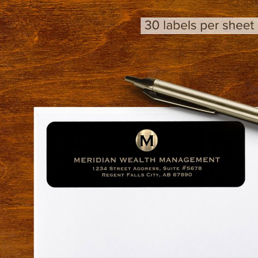  Gold Monogram Financial Planner Label