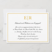 Gold Monogram Formele Engagement Party Kaart (Voorkant)