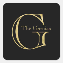 Gold Monogram G en naam op elke kleur Vierkante Sticker