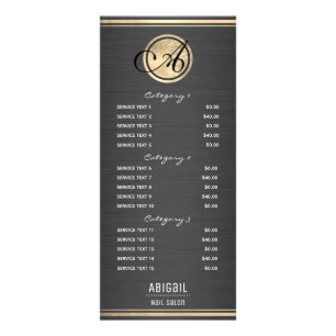Gold Monogram geborsteld metaal Nail Salon 3 Servi Reclamekaart
