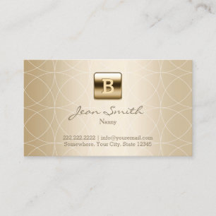 Gold Monogram Geo Pattern Nanny Visitekaartje