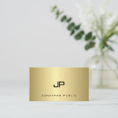 Gold Monogram Glamor Plain Modern Graceful Top Visitekaartje (Staand voorkant)