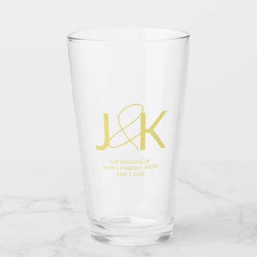Gold Monogram Glass Cup Glas (Voorkant)