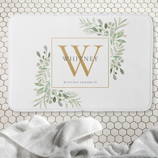 Gold Monogram Greenery Badmat