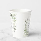 Gold Monogram Greenery Couples Wedding Shower Papieren Bekers (Links)