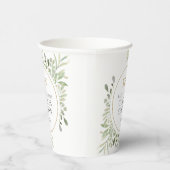 Gold Monogram Greenery Couples Wedding Shower Papieren Bekers (Rechts)