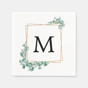 Gold Monogram Greenery Couples Wedding Shower Servet