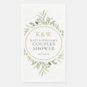 Gold Monogram Greenery Couples Wedding Shower Servet (Voorkant)