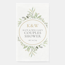 Gold Monogram Greenery Couples Wedding Shower Servet