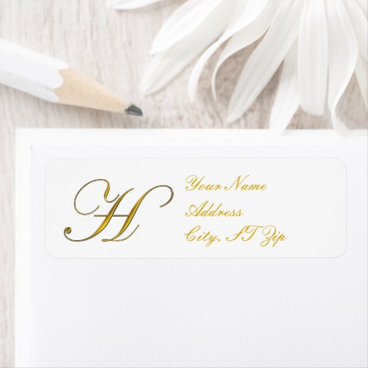 Gold Monogram H retouradres labels (Insitu)