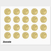 Gold Monogram H Seal Wedding Invitation Holiday Ronde Sticker (Vel)